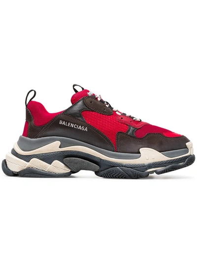 Shop Balenciaga Black And Red Triple S Sneakers