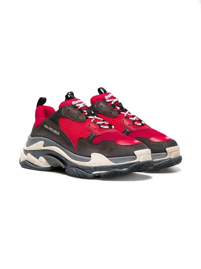 Shop Balenciaga Black And Red Triple S Sneakers