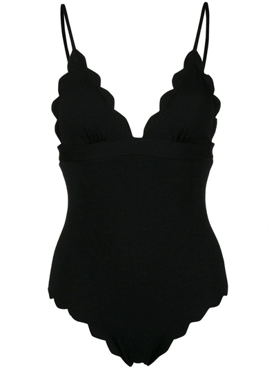 Shop Marysia Scalloped Swimsuit In Black