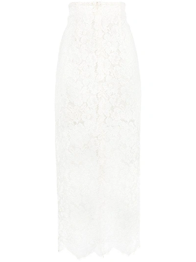 Shop Ganni Layered Lace Skirt - White
