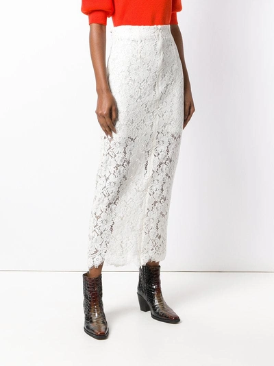 Shop Ganni Layered Lace Skirt - White