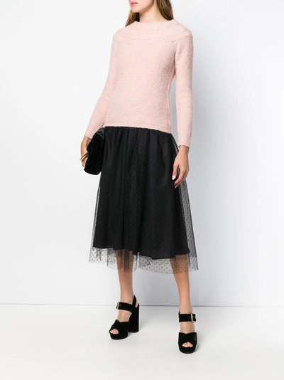 Shop Blugirl Dotted Gathered Midi Skirt - Black