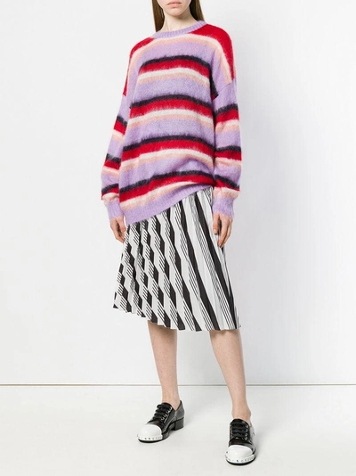 Shop Miu Miu Oversized Striped Sweater In Multicolour