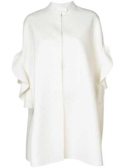 Shop Valentino Ruffle Sleeved Coat - White