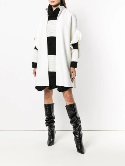 Shop Valentino Ruffle Sleeved Coat - White