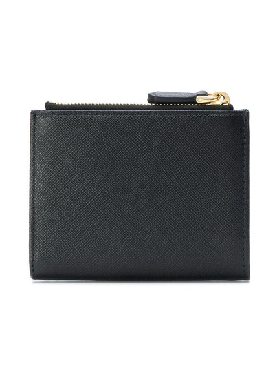 Shop Prada Logo Mini Zipped Wallet - Black