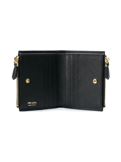 Shop Prada Logo Mini Zipped Wallet - Black