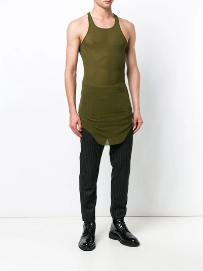 Shop Rick Owens Curved Hem Tank Top - Green