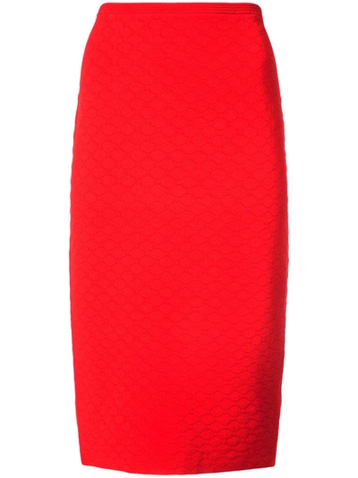 Shop Diane Von Furstenberg Textured Pencil Skirt In Red