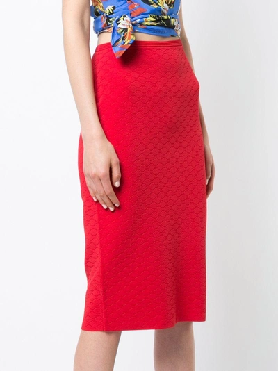 Shop Diane Von Furstenberg Textured Pencil Skirt In Red