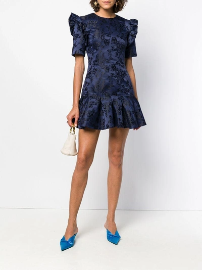 Shop C/meo Collective C/meo Felted Floral Puff Sleeve Dress - Blue