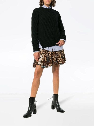 Shop We11 Done We11done High Waisted Leopard Print Mini Skirt - Brown