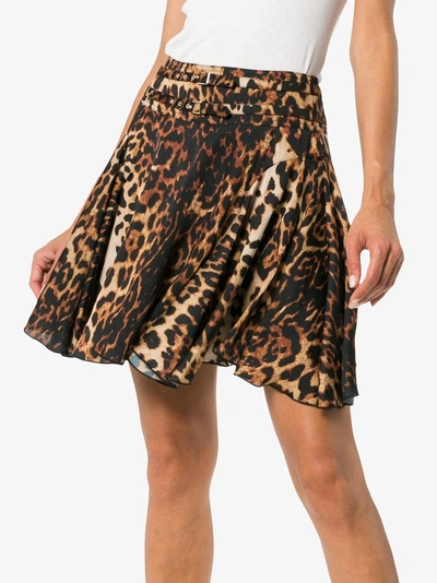 Shop We11 Done We11done High Waisted Leopard Print Mini Skirt - Brown