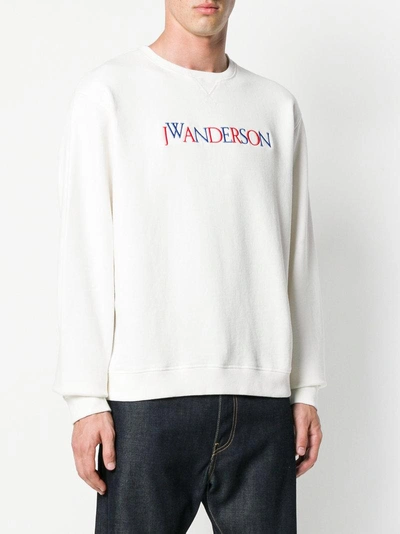 Shop Jw Anderson Embroidered Logo Sweatshirt In White