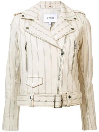 Shop Derek Lam 10 Crosby Leather Jacket - Neutrals