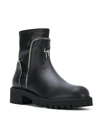 Shop Giuseppe Zanotti Design Zip-trimmed Boots - Black