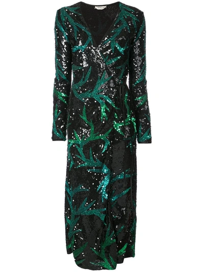 Shop Attico Sequin Embellished Evening Dress - Green