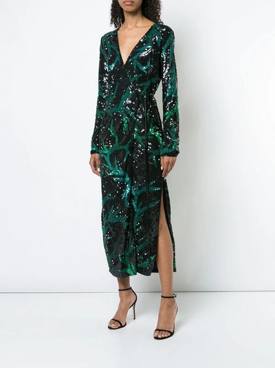 Shop Attico Sequin Embellished Evening Dress - Green