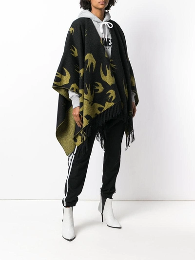 Shop Mcq By Alexander Mcqueen Swallow Swarm Poncho In Black