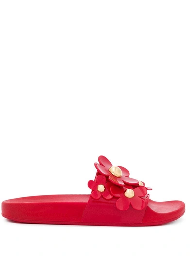 Shop Marc Jacobs Daisy Aqua Slides - Red