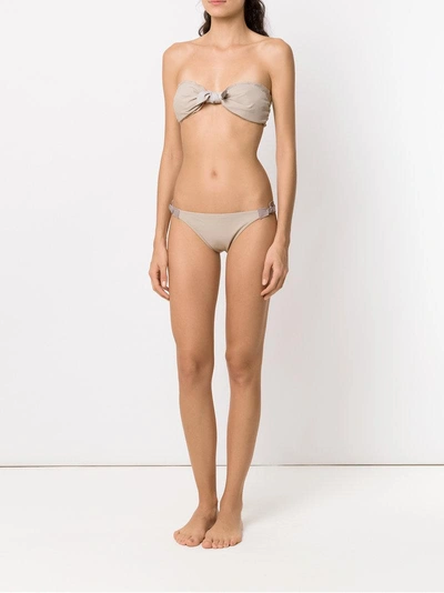 Shop Amir Slama Knot Detail Bandeau Bikini Set - Brown
