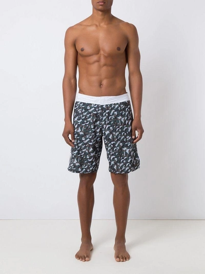 Shop Amir Slama Geometric-print Swim Shorts