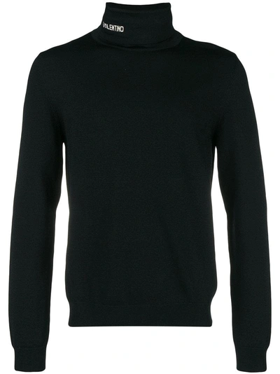 Shop Valentino Logo Turtleneck Sweater - Black