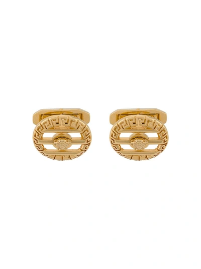 Shop Versace Medusa Head Cufflinks In Yellow