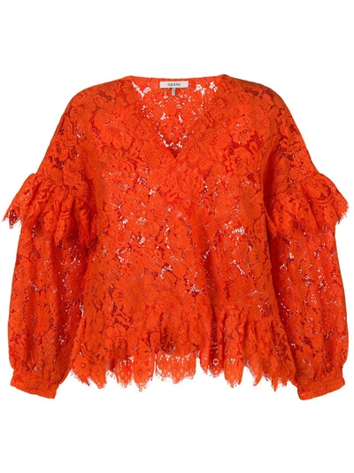 GANNI JEROME LACE BLOUSE - 橘色