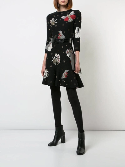 Shop Alexander Mcqueen Printed Peplum Dress - Black