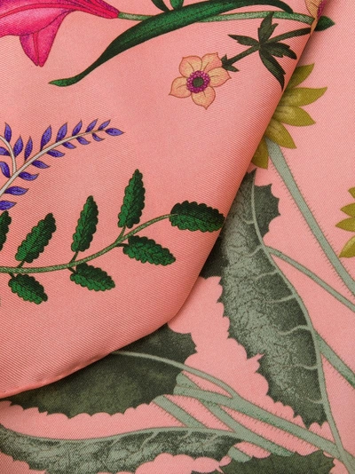 Shop Gucci New Flora Print Scarf - Pink & Purple