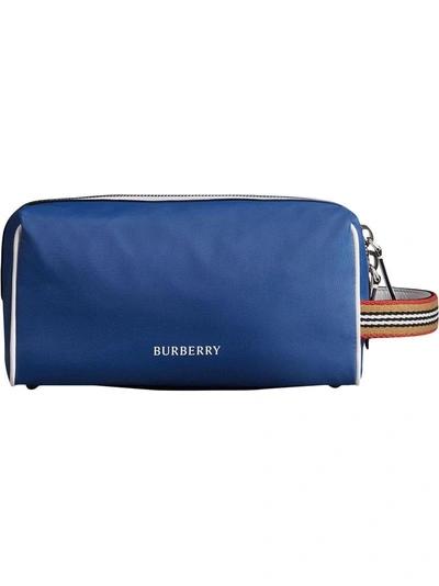 Shop Burberry Heritage Ribbon Detail Zip Pouch - Blue