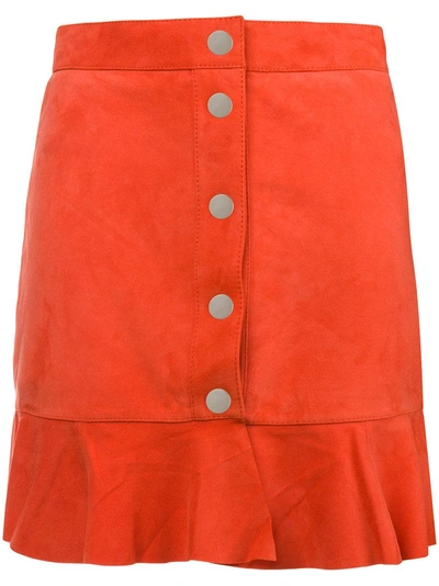 Shop Ganni Salvia Ruffle Mini Skirt