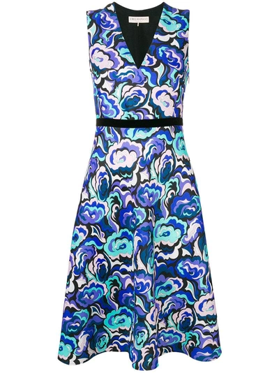 Shop Emilio Pucci Abstract Print Flared Dress - Blue