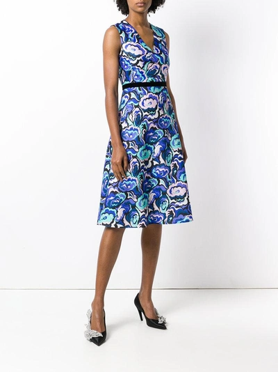 Shop Emilio Pucci Abstract Print Flared Dress - Blue