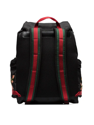 Shop Gucci Black Tiger Embroidered Backpack