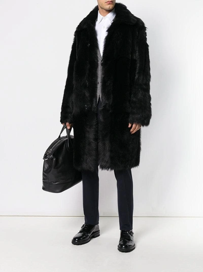 Shop Prada Reversible Faux Fur Coat - Black