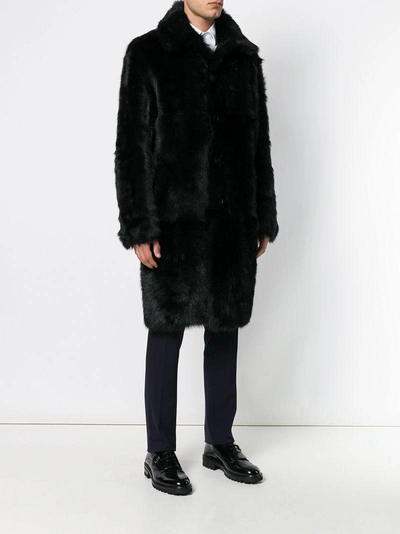 Shop Prada Reversible Faux Fur Coat - Black