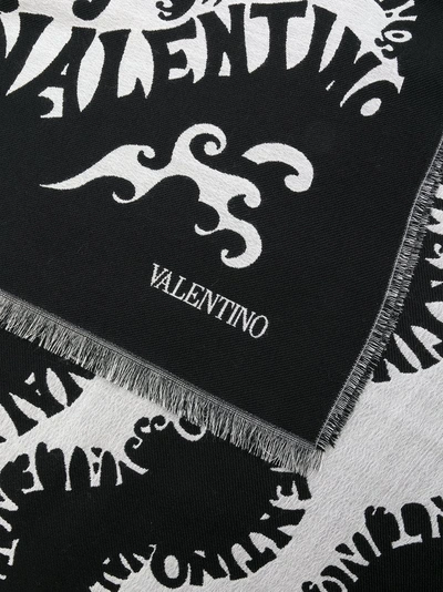 Shop Valentino Monogram Print Scarf - Black