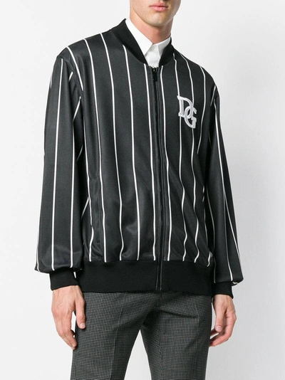 Shop Dolce & Gabbana Striped Bomber Jacket In Black