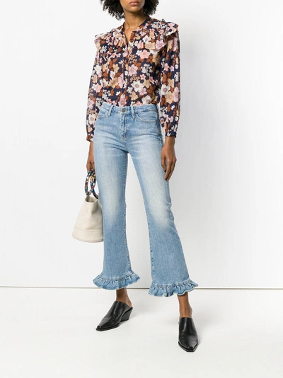 Shop M.i.h. Jeans Mih Jeans Ruffled Floral Blouse - Blue