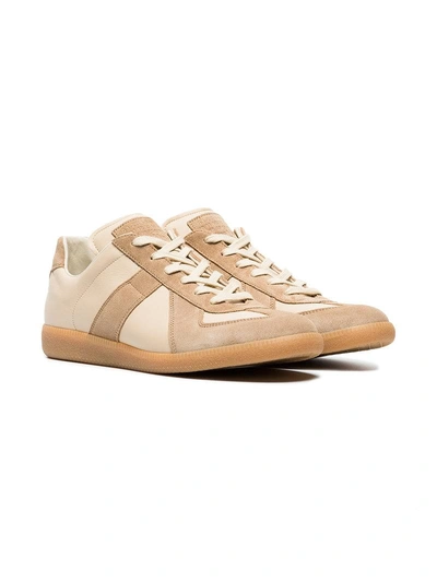 Shop Maison Margiela Nude And Brown Replica Leather Sneakers In Neutrals