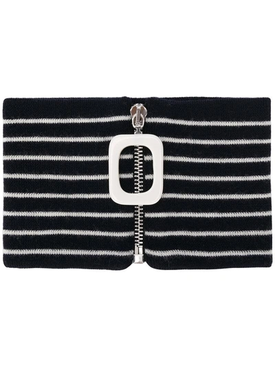 Shop Jw Anderson Knitted Striped Neckband In Blue