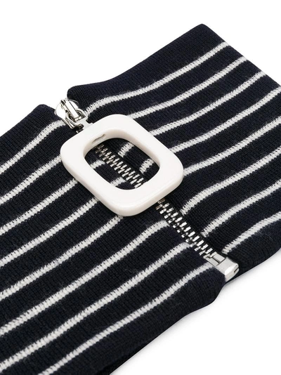 Shop Jw Anderson Knitted Striped Neckband In Blue