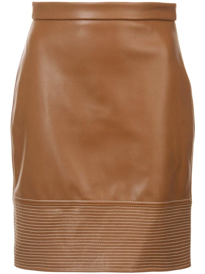 Shop Christian Siriano Stitch Detail Fitted Skirt - Brown