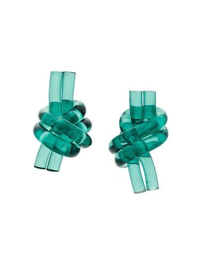 Shop Jw Anderson Perspex Knot Earrings - Green