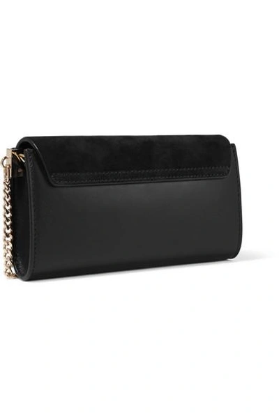 Shop Chloé Faye Mini Leather And Suede Shoulder Bag In Black