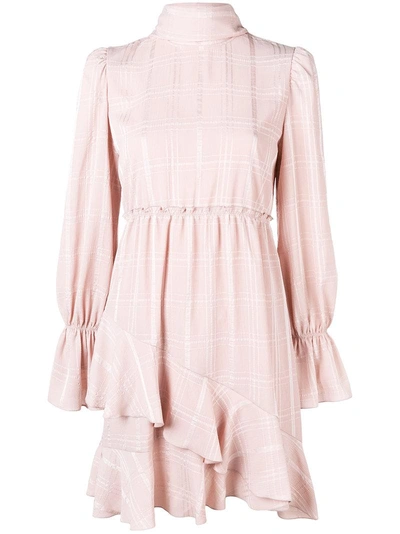 Shop See By Chloé Checked High Neck Ruffle Dress - Pink
