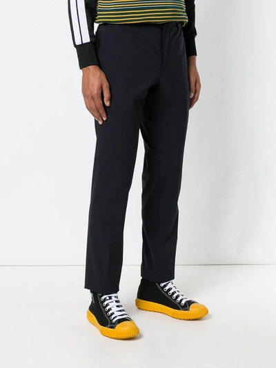 Shop Prada Tailored Straight Leg Trousers - Blue