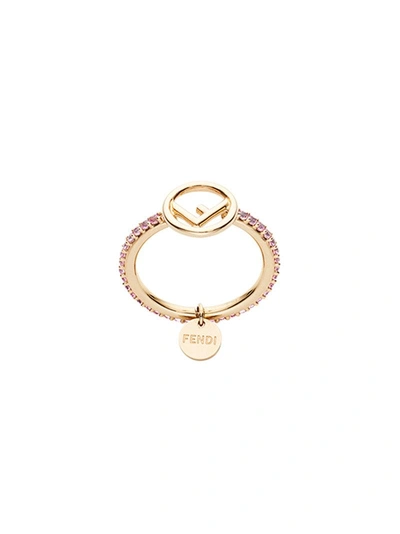 Shop Fendi Embellished Ring - Metallic